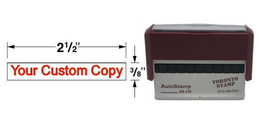 A WIDE RUBBER STAMP THAT CAN HOUSE A LOT OF TEXT ON A COUPLE LINES.