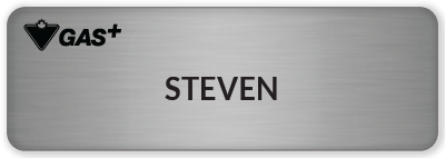 Gas+ Engraved Name Badge in Brushed Silver