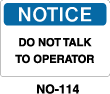 NO-114 - NO-114 Warning Sign
