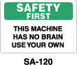 SA-120 - SA-120 Safety First Sign