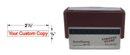 A WIDE RUBBER STAMP THAT CAN HOUSE A LOT OF TEXT ON A COUPLE LINES.