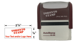 The dimensions for the AS-400 Self-Inking Rubber Stamp is as follows: 2-1/4" x 7/8".
Chose up to 5 lines of custom copy.