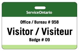 SO-602 ServiceOntario Name Visitor Badge