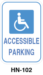 Toronto Stamp's stock "Accesible Parking" signs with clarifying symbol. Ship fast, with options for wall or post mounting. Hardware not included. Buy now!