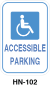 Toronto Stamp's stock "Accesible Parking" signs with clarifying symbol. Ship fast, with options for wall or post mounting. Hardware not included. Buy now!