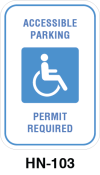 Toronto Stamp's stock "Accessible Parking - Permit Required" sign with international symbol of access. Fast shipping. For wall or post mounting. Hardware not included. Buy now and receive fast.