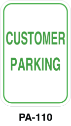 Toronto Stamp's "Customer Parking" signs in stock. To be installed on wall or for post mounting. Hardware not included. Order now and receive soon.