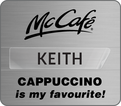 MC-100CE - MC-100-CE McCafe "Cappuccino", Silver Crew Badge, 10 Pack