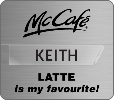 MC-100LE - McCafe "Latte", Silver Crew Badge, 10 Pack (2)