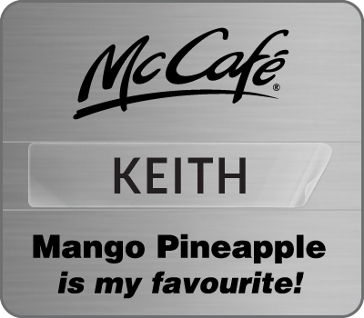 MC-102ME - McCafe "Mango Pineapple", Silver Crew Badge, 10 Pack