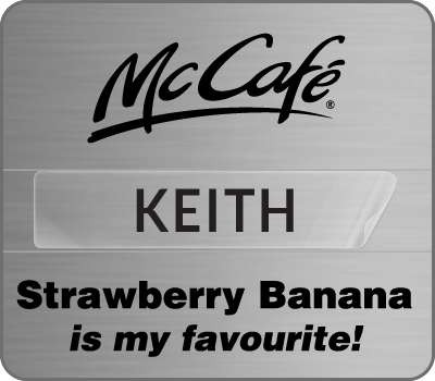 MC-102SE - McCafe "Strawberry Banana", Silver Crew Badge, 10 Pack