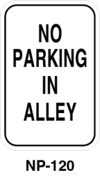 Toronto Stamp's stock "No Parking in Alley" signs ship fast with options for wall or post mounting. Hardware not included. Buy now and receive it soon.