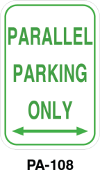 Toronto Stamp's stock "Parallel Parking Only" parking signs. With left right arrow. Hardware for post mounting not included. Buy now and receive it soon.