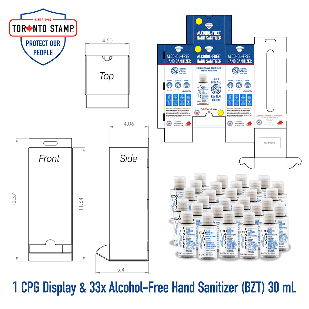 Retail Prepack-Sanitizer Chute with 33x 30mL
