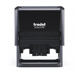 The Printy 4726 Self-inking dater creates a rectangular impression, which can include a maximum of 6 lines of personalized copy alongside the printed date.