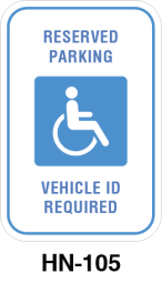 Toronto Stamp's stock signs "Reserved Parking - Vehicle ID required". With clarifying symbol. Hardware for post mounting not included. Buy now and receive it soon.