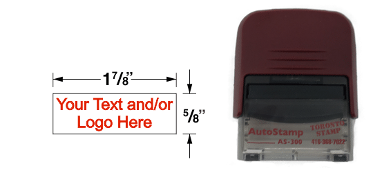 The AS-300 is large enough for most impressions you'll need to make, and the price point is great. 

Dimensions: 1-7/8" x 5/8".

Up to 4 lines of custom copy