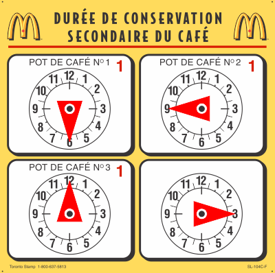 MC-SL-104CF - McDonald’s Minuterie de durée de conservation secondaire du café