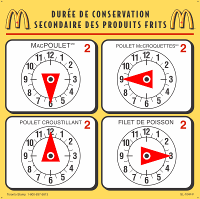 MC-SL-104FF - McDonald’s Minuterie de durée de conservation secondaire du produits frits